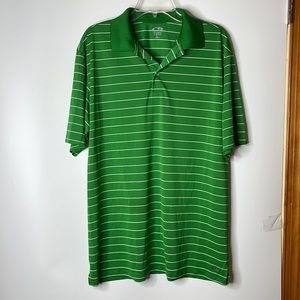 Champion Golf Mens Green and White Striped Polo Golf Shirt L LARGE